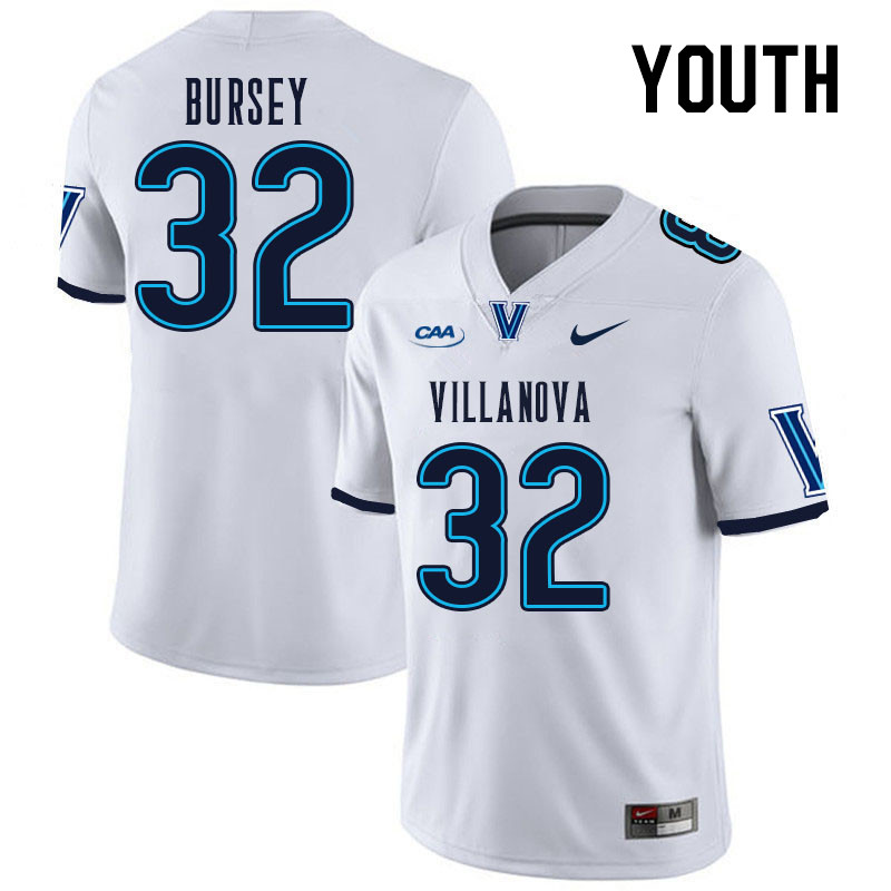 Youth #32 Omari Bursey Villanova Wildcats College Football Jerseys Stitched Sale-White